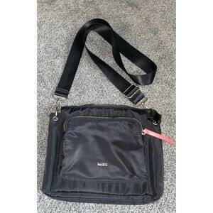 MERSI Erin Nylon Crossbody Bag Black Gold Hardware Adjustable Strap